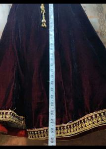 Girls Maroon Velvet Embroidered GhaghraCholi 7/8/9