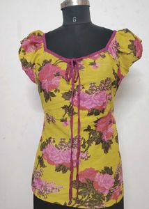 Floral Print Tie-Front Top