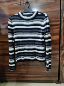 Striped Knit Pullover Sweater