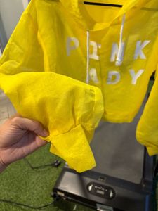 Shein Yellow &#39;Pink Lady&#39; Crop Hoodie