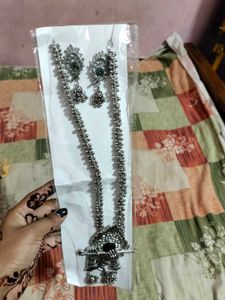 Silver Oxidized Necklace &amp; Earring Set