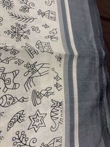 Linen Blend Saree - Grey