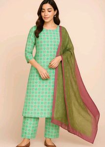 New Green kurta Pant And Dupatta Set