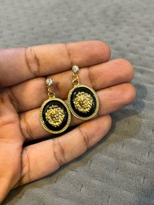 Gold & Black Lion Earrings
