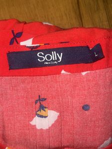 Allen Solly Brand Tomato Red Flower Printed Colour