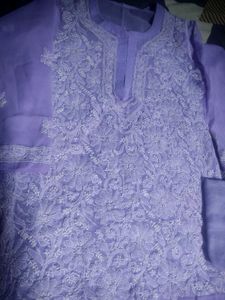 Lavendar Chikankari Short Kurti