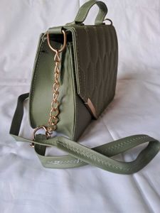 Sage Green Quilted Crossbody Bag
