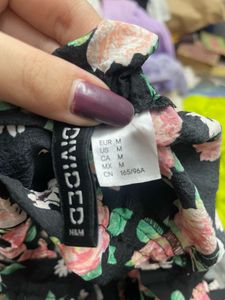 Black Ruffled Floral Top