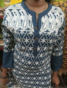 Kurti With Full Thread &amp; Sequence Work