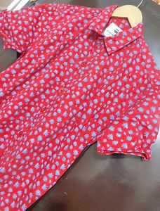 Red Half Sleeves Shirt For Boy &amp; Men 38 Chest