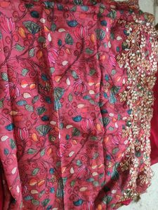 Kalamkari Organza Cut Work Duppata