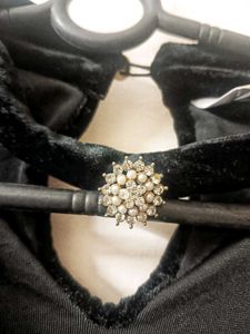 Elegant Black Velvet Ruffle Dress