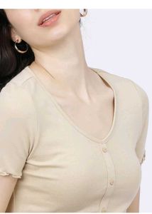 Cute Ruffle Trim Button-Up Top