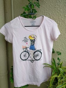 Cute Cherokee Graphic Pink  T-shirt