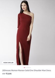 Maroon Solid One Shoulder Maxi Dress