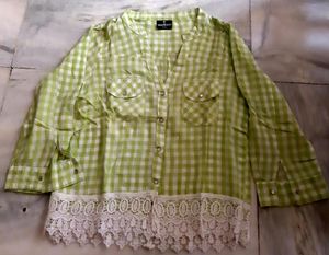 Oxolloxo Lime Green &amp; White Check Corp Top