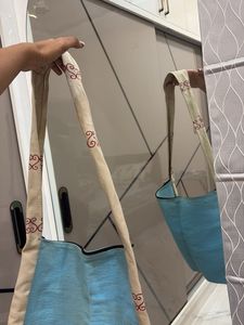 Blue &amp; Beige Shoulder Bag