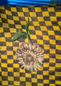 Elegant Floral Checkered Saree🌻
