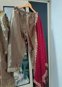 Elegant Brown Embroidered Salwar Suit