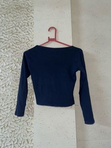 Navy Blue Long Sleeve Top