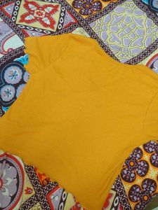 Mustard Ribbed Button-Front Top