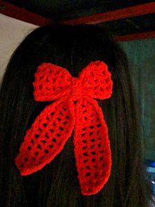 Red Crochet Hair Bow
