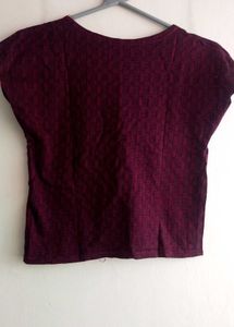 Burgundy Textured Crop Top