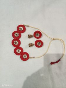 Red Kundan Choker With Jumkhi Earrings