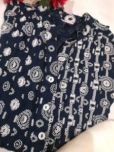 Patterned Navy Button-Down