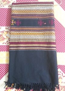 Beautiful Khadi Shawl With Gujrati Embroidery