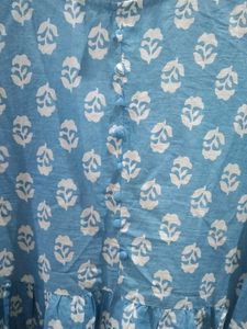 Blue Floral Print Midi  Pant Dress
