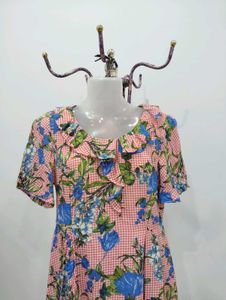 Vintage Floral Ruffle Dress