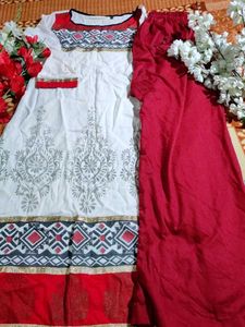 Red & White Salwar Kameez Suit