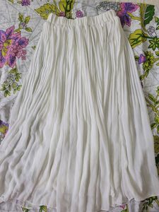 White Pleated Midi Skirt