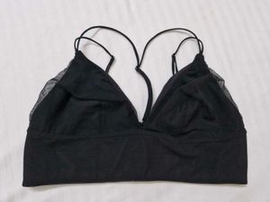 Black Mesh Bralette  L