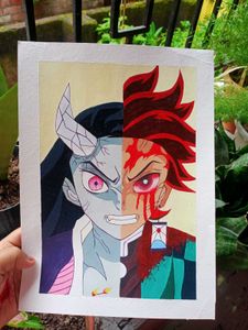 Tanjiro And Nezuko Acrylic Painting