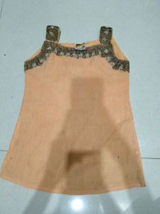 Peach Ethnic 3peice Set{Kids}
