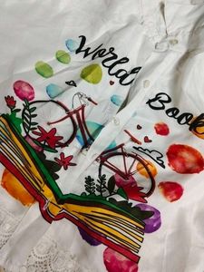 Graphic Print Button-Up Shirt