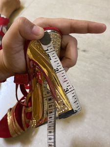 Red N Golden Ethnic Heels