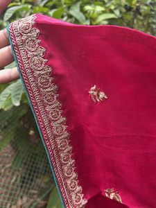 Teal Green With Maroon Dupatta Kurta Set