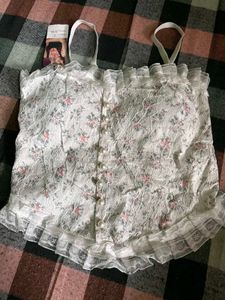 Pinteresty Coquette White Corset Top 🎀🤍
