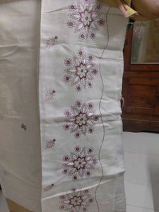 White Embroidery Design Saree