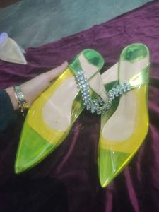 yellow Heels with Rhinestones