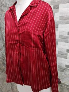 Striped button-down top