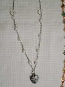 Silver Heart Pearl Pendant
