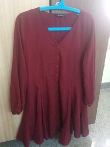 Maroon Button-Down Tunic Top