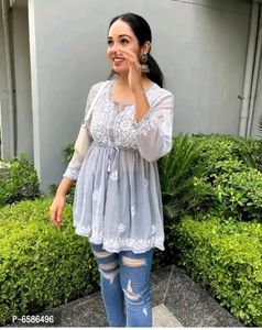 Grey Georgette western style tunic