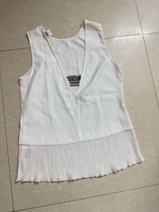 White Pleated Tank Top