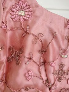 Pink Bridal Floral Embroidered Designer Blouse
