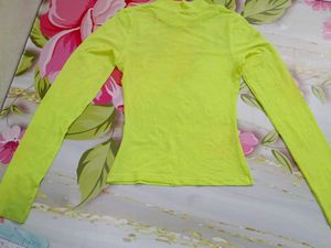 (521)Neon Yellow Mock Neck Top